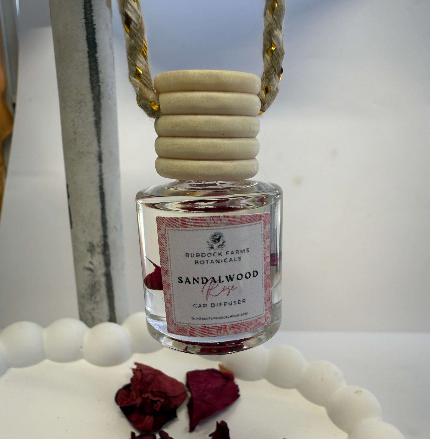 Elegant car air freshener diffuser by Burdock Farms Botanicals