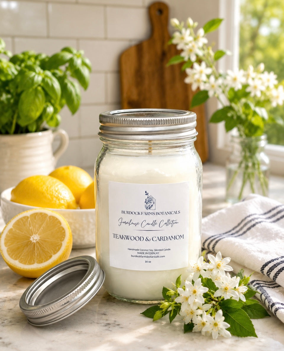 Farmhouse Mason Jar Candle Coconut Soy| Kitchen and Home Decor Gift