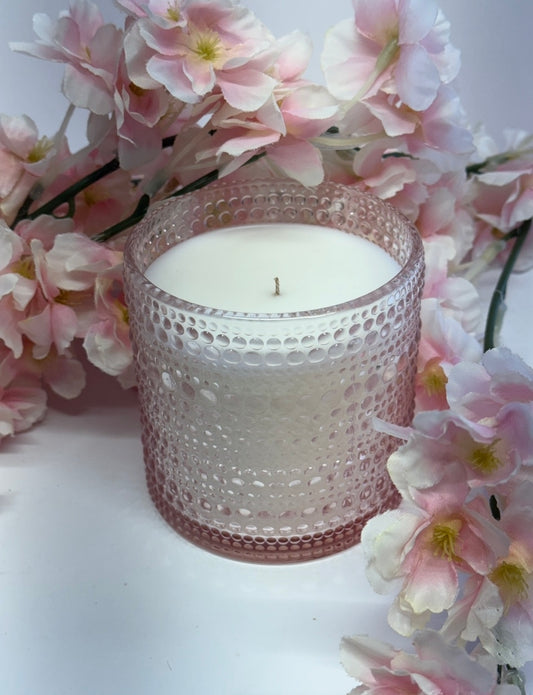 MOTHERS DAY Seasonal Collection Gift, Pink Glass scented Candle, 12 oz Candle Jar, Natural Coconut Soy Wax,