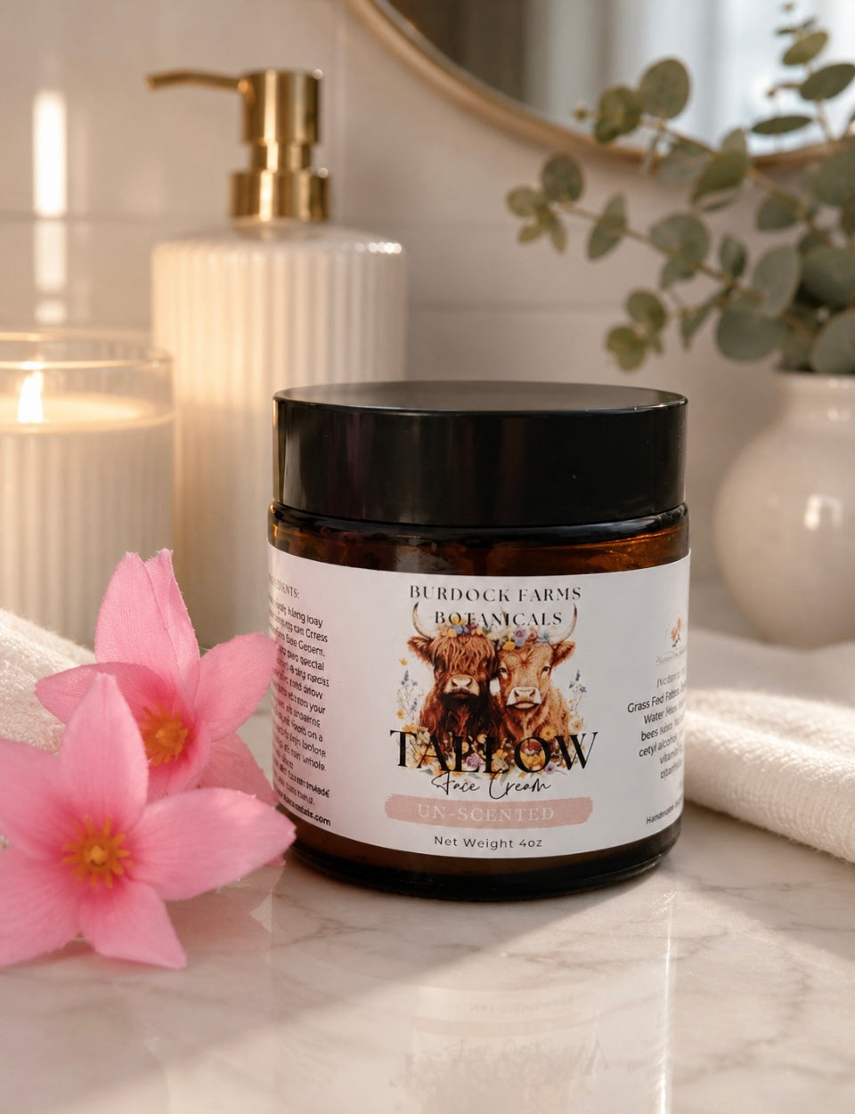 Whipped Grass Fed Tallow Face Cream Calendula Infused Natural Moisturizer All Skin Types