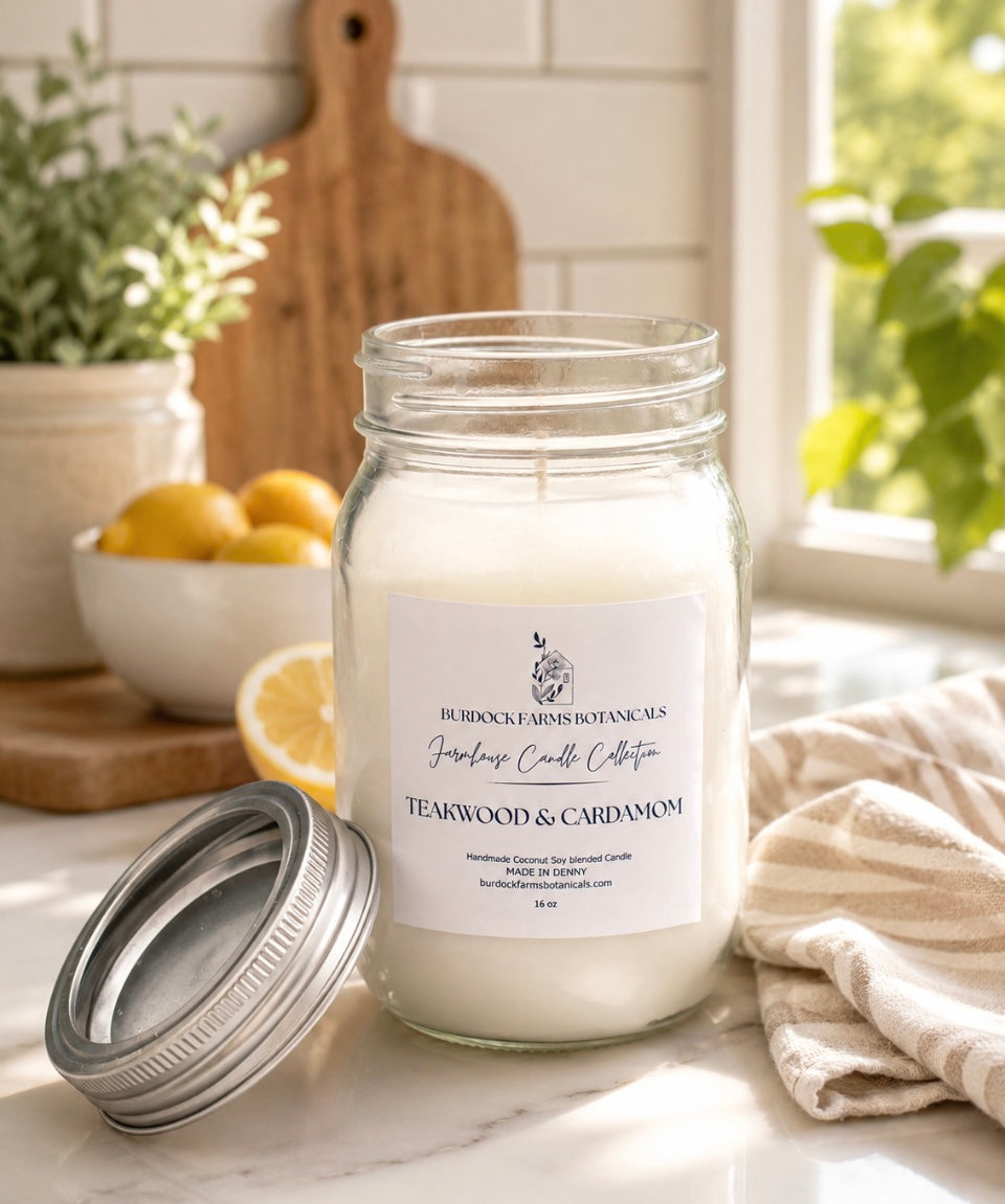 Farmhouse Mason Jar Candle Coconut  Soy| Kitchen and Home Decor Gift
