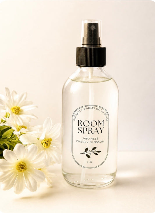 Natural linen and room spray glass bottle alcohol free witch hazel by Burdock Farms Botanicals
